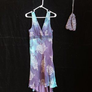 High Low Plum & Turquoise Dress -Shelli Segal - 10